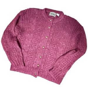 Vintage Forenza Mohair Blend Cardigan Sweater L Purple Berry Button Front